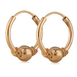 NKlaus Pair of 12 mm - 14 mm Viking Jewellery Earrings Celtic Creole Gothic Celtic Bali Hoop Earrings Gold-Plated, Yellow Gold