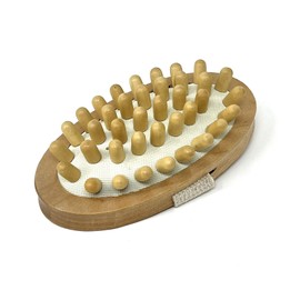 Massage Oval peg Cellulite brush size is approximate to 4 inches wide by 6 long