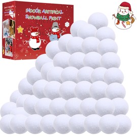 Longerse 50Pcs Snow Toy Balls,2.36IN Artificial Snow Ball Fight Indoor,Soft Fake Snowball,Christmas Decoration Party Supplies,Indoor Outdoor Throwing Game