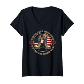 Womens Heroes Don't Wear Capes They wear Dog Tags & Combat Boots V-Neck T-Shirt
