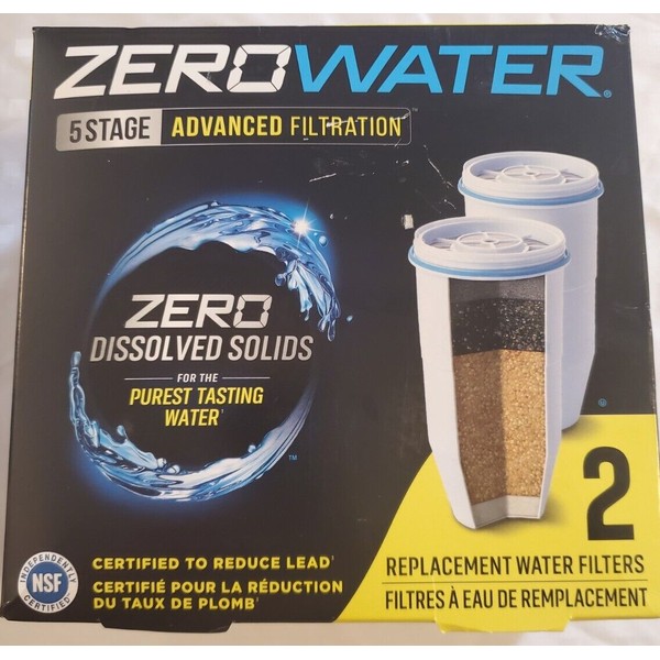 NEW Zero Water 5 Stage Adv Filtration 2 Pack Replacement Water Filters ZRG3017