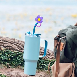 12PCS Silicone Straw Cover, 0.4Inch/10mm Cute Flower Reusable Straw Cup Accessories Drinking Straw Covers For 30&40 Oz Straw Topper Theme Party Favors Supplies Straw Cover (Flower)