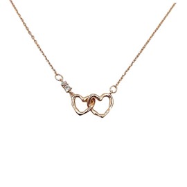 Tiny Rose Gold Double Twisted Hearts Pendant Necklace, Cubic Zirconia Stones (.925 Sterling Silver) Miss Fit Boutique