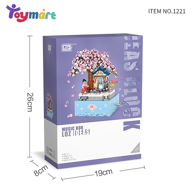 Mini Brick Sakura Music Box with Rotating Display, Sakura Music