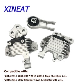 Engine Motor Mount & Transmission Mount 3pcs fit for 2014-2019 Jeep Cherokee 2.4L 2015-2019 Chrysler 200 2.4L Replacement for OE 68418876AB 68164709AF 68190606AF 68164709AG 68418876AA A5847 3380