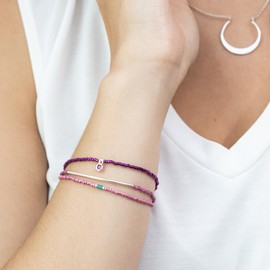 Scout Curated Wears - Tonal Chromacolor Miyuki Bracelet Trio - Fuchsia/Silver