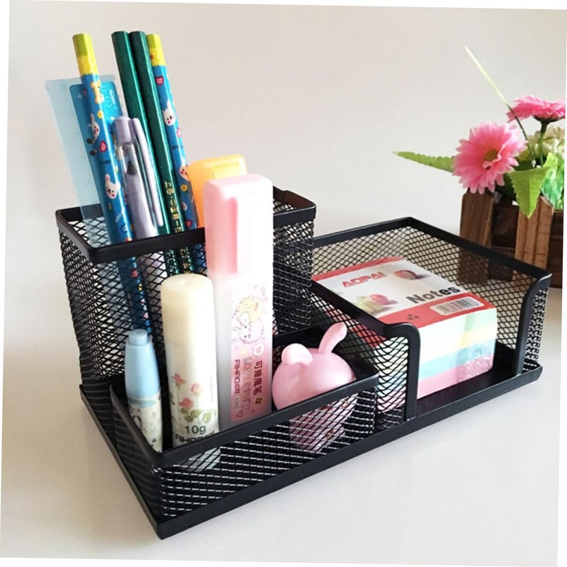 TEHAUX Metal Mesh Desk Organizer Sturdy Storage Case for Office
