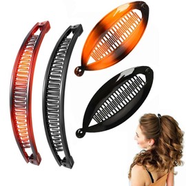 4-Piece Banana Hair Clip Set, Dense Teeth Design, Non-Slip for Thick and Fine Hair, Vintage Double Comb Clips for Work, Parties, Everyday Use