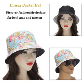 ZLYC Unisex Sun Hat, Beach Hat, Angler’s Hat, Flower/Plant/Rainforest Print, Canvas