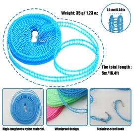 MIXNEX 1 Pack Retractable Portable Clothesline for Travel - Durable & Windproof, Perfect for Camping, Home Use, Balcony & Patio - Clothes Line Rope - Outdoor Clothesline (Green,5m/16.4ft)