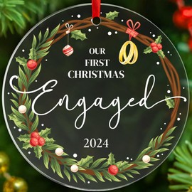 First Christmas Engaged Acrylic Ornament 2024, Engagement Ornament 2024, Engagement Gifts for Couples Newly Engaged, Engagement Gifts for Her, Bride to Be Engagement Gift, Thanksgiving for Couples