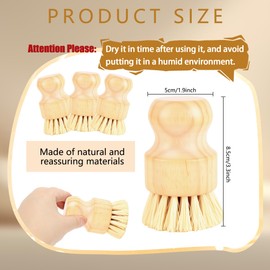 24 Pack Bamboo Dish Scrub Brushes Set Kitchen Brushes Scrubber Pot Pans Cleaning Sisal Bristles Wooden Brushes for Iron Pot Dishwashing Sink Vegetables