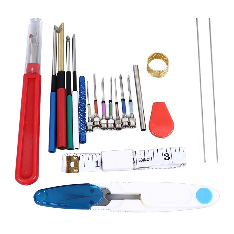 20 Pieces Punch Needle Kit Needle Threaders Embroidery Poking Cross