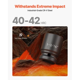 VEVOR 3/4 in Drive Impact Socket Set, 21 Pieces SAE 3/4 in to 2 in, 6 Point Cr-V Alloy Steel for Auto Repair, Easy-to-Read Size Markings, Includes Extension Bars, Ratchet Handle and Storage Case