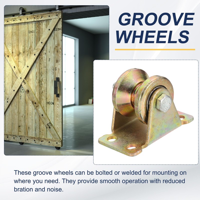 MECCANIXITY 4Pack V Groove Wheel, 2" Dia. Steel Sliding Gate