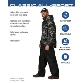 FROGG TOGGS Men's Standard Classic All-Sport 3-Layer Waterproof Breathable Rain Suit, Mo Elements/Blacktip/Black, XX-Large