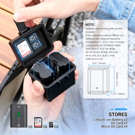 JJC Portable Camera Battery Memory Card Case,Battery Holder Organizer Box for 2x Canon LP-E17 LP-E12 LP-E10 Fuji NP-W126 NP-W235 Nikon EN-EL14A EN-EL25 Sony NP-FZ100 NP-FW50 DMW-BLG10 Battery and More