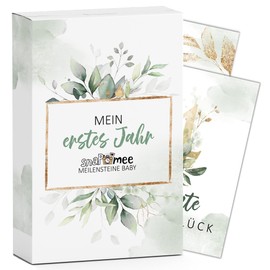 Milestone Cards Baby by snaPmee - 40 Photo Cards for Girls and Boys - My First Year Set with Important Progress + Monthly Cards 1-12 (Size A6)