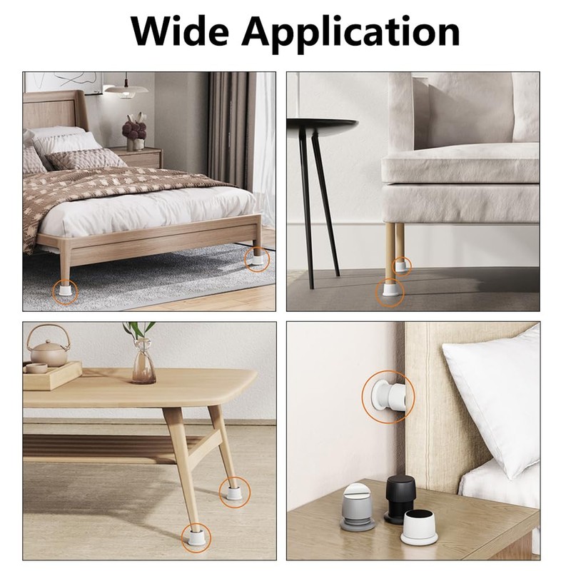 SagaSave 4Pcs Adjustable Furniture Bed Risers, 1.6-2.5 inch Anti Slip