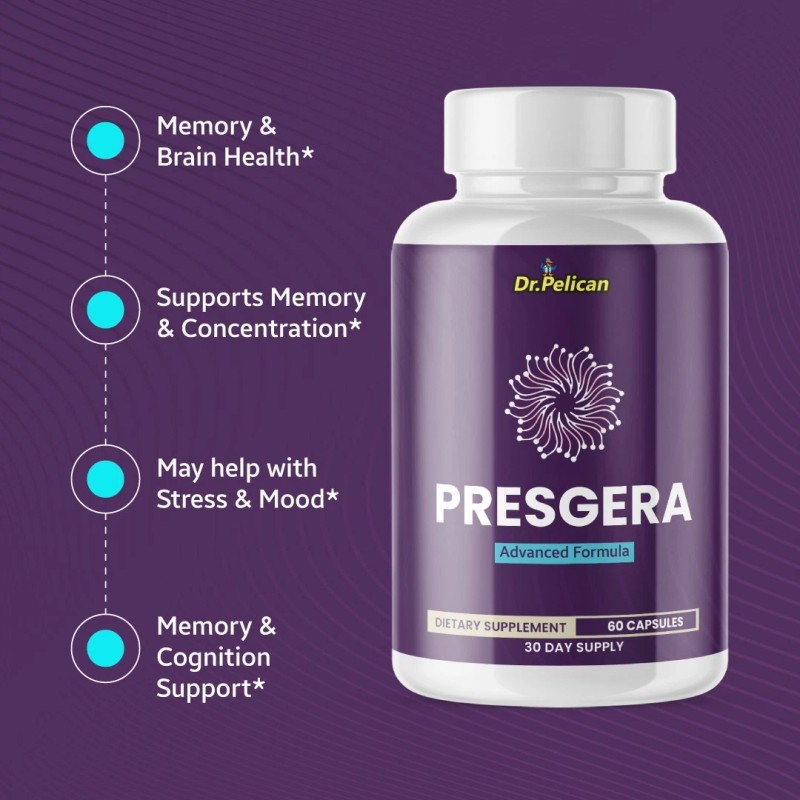 Pelican Vitamins Presgera- Brain Support- 4 Bottles- 240 Capsules