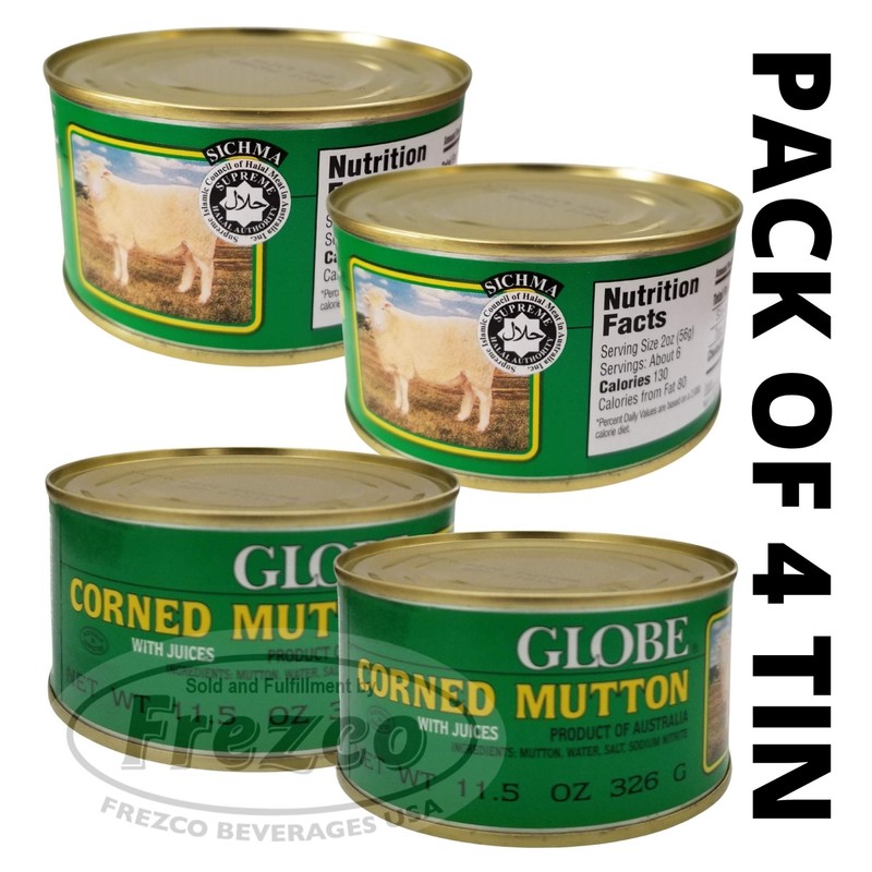 Globe Corned Mutton with Juices (Pack of 4 Tin) 11.5