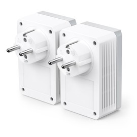 TP-Link TL-PA4010P KIT 600Mbps 2-Ports Pass-Through Powerline Adapter Set (2x10 / 100Mbps Ethernet Port, Plug & Play, Energy Saving, Compatible with All Major Powerline Adapters) White