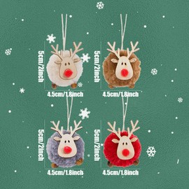 Christmas Tree Ornaments Set of 4 Cute Reindeer Christmas Ornaments Stuffed Wooden Christmas Tree Ornament Decoration Gift
