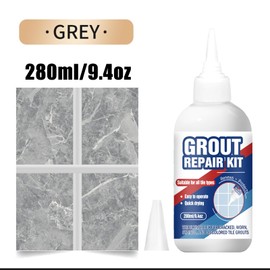 Tile Grout Repair, 280ml/9.4oz Fast Drying Grout Repair Kit, Grout Filler Tube Repair Kit, Tile Grout Paint, Grout Sealer Restore and Renew Bathroom Floor, Tile Gaps, Joints, Lines (Grey)