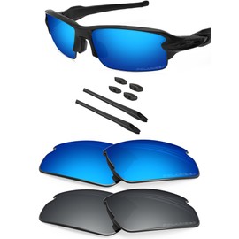 BLAZERBUCK Anti-salt Polarized Replacement Lenses for Oakley Flak 2.0 OO9295 - Silver Chrome & Ice Blue