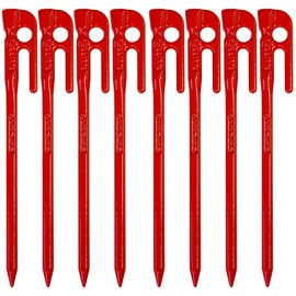 Ellisse MK-180RD Forged Pegs, Ellisse Stake, 7.1 inches (18 cm), Red Powder Coating, Made in Japan (Set of 8)