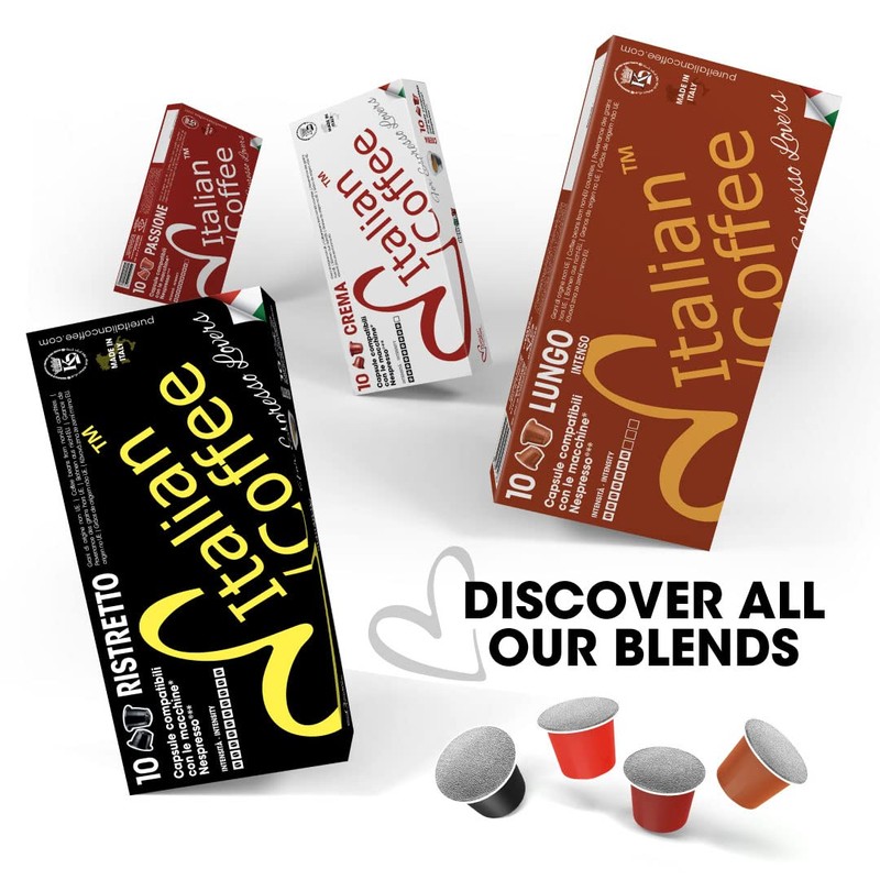 Italian Coffee Decaffeinated "DEK" capsules compatible with Nespresso machines (Decaffeinated