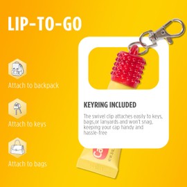 Keychain Lip Balm Holder Cap for Carmex - Replacement Cap with Stopper, Lip Gloss Keychain, Convenient Keyring Accessory for Women & Moms, Prevent Loss (Compatible with Carmex 0.35oz/10g)