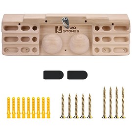 TWO STONES Wooden Hangboard Rock Climbing Pull Up Bar Designed Training for Climbing, Wooden Fingerboard Climbing Training Board for Building Core Strength and Endurance (CJ-HB2003)