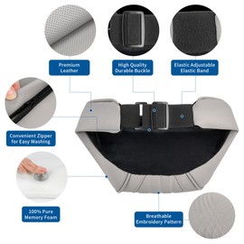 Dapucarin Car Headrest Memory Foam Neck Pillow for Driving with Genuine Nappa Leather Cover Soft Comfortable Seat Head Pillow Cushion for Most Cars SUV Sedan Home Office Off-White (1PC)