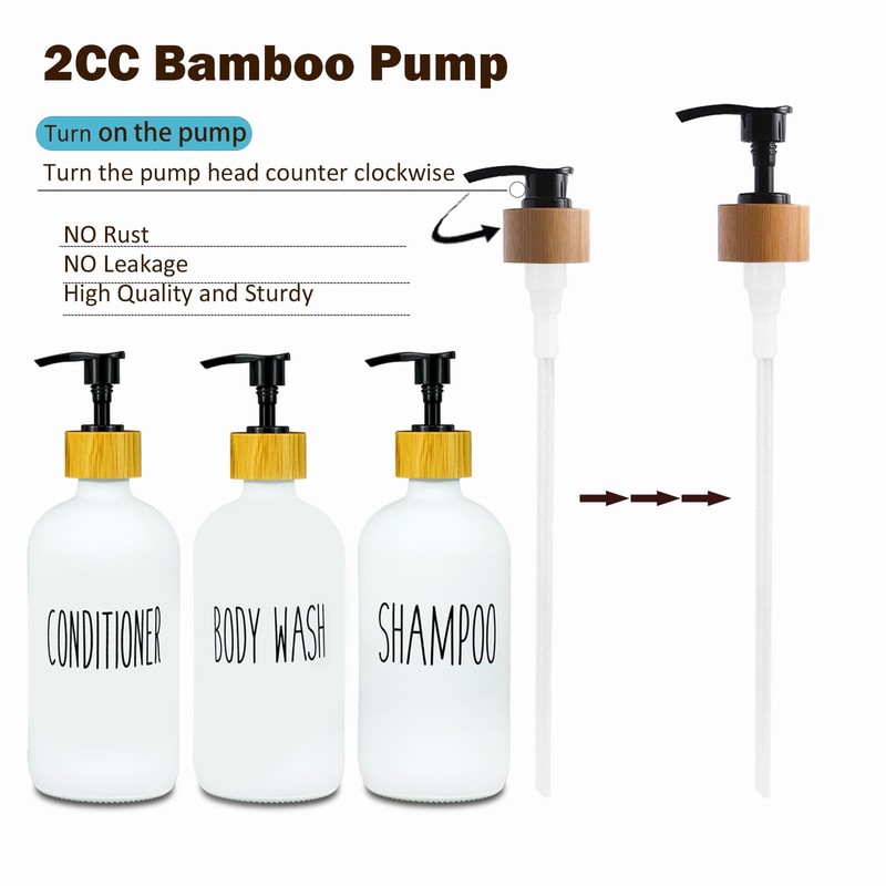 Shampoo and Conditioner Dispenser Set, Refillable Bathroom Shampoo and Conditioner