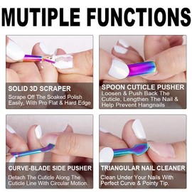 GA&EN 2PCS Metal Chameleon Cuticle Pusher and Cutter Remover Salon Quality Stainless Steel Gel Nail Polish Peeler Scraper Durable Manicure and Pedicure Cleaner Tool For Fingernail and Toenail