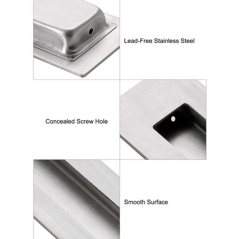 Kindoodos Sliding Barn Door Finger Pull, Recessed Flush Pulls, Stainless