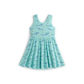 MONICA + ANDY Let’s Dance Dress, Size 3T, Swimming with Sharks, 100% Organic Baby Clothes for Girls & Boys, Sleeveless Dress, Sustainable Super Soft Fabric, Sizes for Kids, Toddler, & Infant