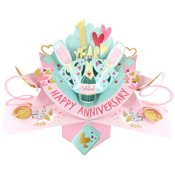 1 Year Happy 1st Anniversary Pop-Up Greeting Card Love Kate's
