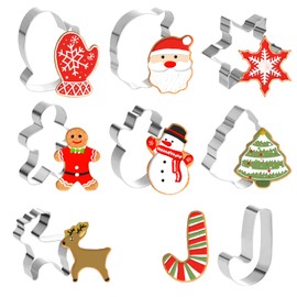 GWHOLE 8PCS Christmas Cookie Cutter, Holiday Cookie Cutters Christmas Shapes-Gingerbread, Christmas Tree, Snowflake Cookie Cutters Variety Pack for Baking Xmas Holiday Party