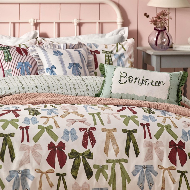 furn. Noortje Bows Trending Duvet Cover Set, Silk Pink