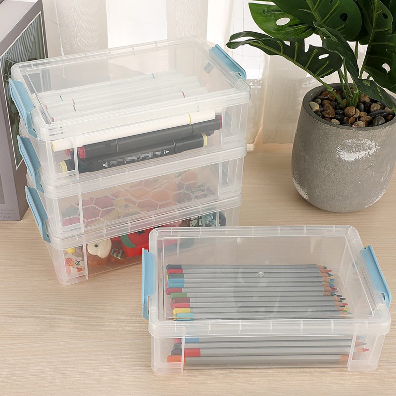 BTSKY Set of 4 Large Capacity Stackable Clear Pencil Case