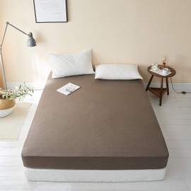 Sanko 457444-0027 Fitted Sheet T-shirt Material Semi-Double Brown Scandinavian Stylish Knit Bed Sheet