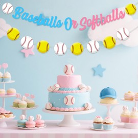 Baseballs Or Softballs Gender Reveal Decorations Baseballs Or Softballs Banner Garland Sports Theme Hanging Decoration Boy Or Girl Pink Or Blue He Or She Baby Shower Party Supplies