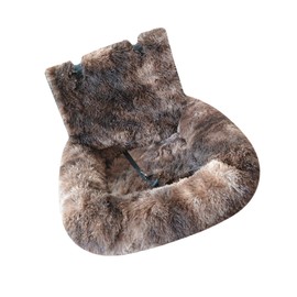 Wshxjzyay Fluffy Dog Car Seat, Protecting Car Bed for Dogs with Removable Cushion (Dark Coffee, 60 x 60 cm)