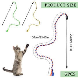 SAIIURV 6 Pieces Cat Feather Wand Toys, Wand Toy Set, Colorful Feather Kitten Cat Stick Toys for Indoor Cats Play Chase Exercis (6 pcs)