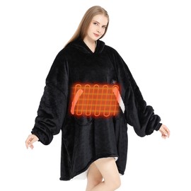 Homemate Heated Wearable Blanket Hoodie - with Battery Pack 7.4V - Oversized Blanket Hoodie for Women Men - Warm Hoodie Blanket