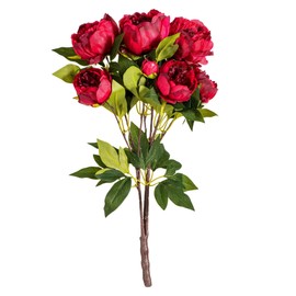 Vickerman 23'' Everyday Artificial Red Peony Bush - Realistic Faux Indoor Floral Arrangement - with Bold Red Blossoms and Green Foliage - for Home Or Office Decor - Maintance Free