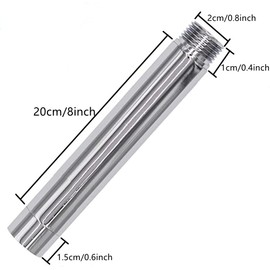 OHAOLYLE Shower Head Extension Arm,Shower Arm Extension,Shower Extender Arm Water Outlet Lowers Existing Shower Head Handheld Shower Pipe Extender Straight Silver for Bathroom Accessory (8 inch)