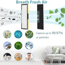 2 Pack Replacement FLT4825 True HEPA Filter B with 10 Pack Activated Carbon Pre-Filters for GermGuardian Air Purifier AC4825, AC4300BPTCA, AC4900CA, AC4825DLX, AC4850PT, CDAP4500BCA, CDAP4500WCA